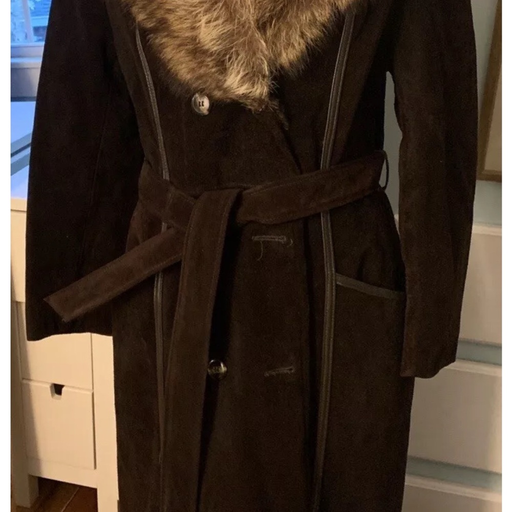 Lord and Taylor Brown Coat with Fur Collar
